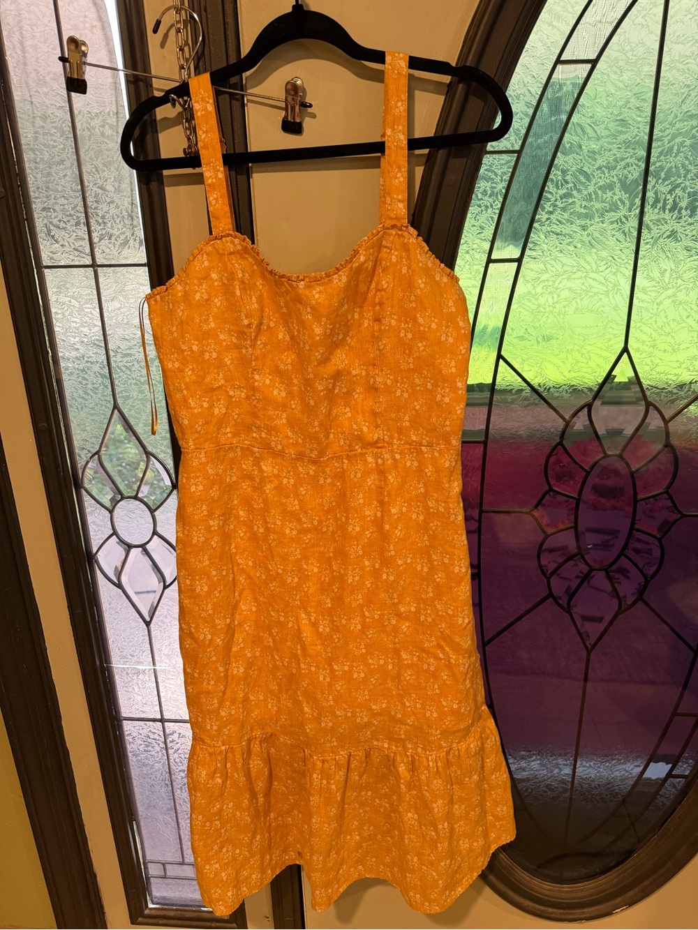 Cynthia Rowley Linen Mustard Yellow Floral Midi Sundress